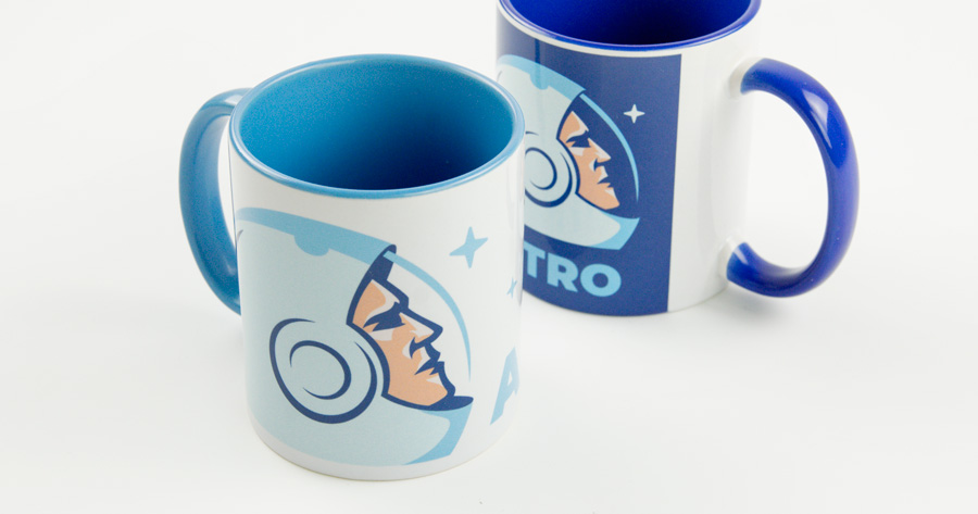 Tazze mug personalizzate in ceramica bianca con manico e interno colorati